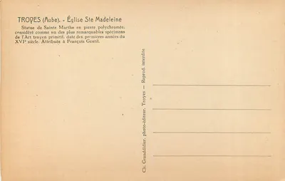 Statua Świętej Marthi — Kościół Świętej Małgorzaty — Troyes (Aube) — Rewers