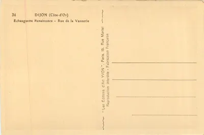Dijon (Côte-d'Or) — Echauguette Renascentista — Rue de la Vannerie — Éditions YVON — Verso