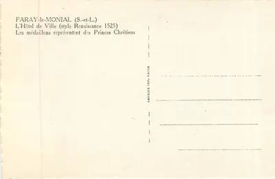 Paray-le-Monial — O Hotel de Ville (estilo Renascentista 1525) — Combier Imp. Mâcon — Verso