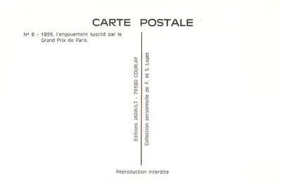 Grand Prix Vélocipédique de Paris — 1895-1898, Peugeot victories — drawing by H. Duvivier — Back