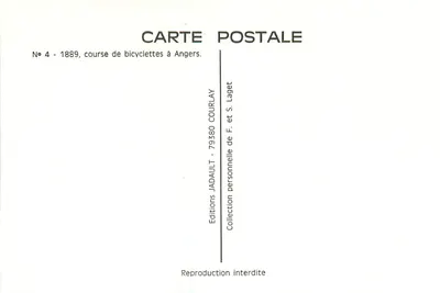 Bicycle Race in Angers — 1889 — Jadault & Courlay Editions — Back