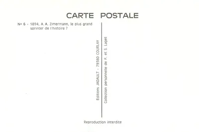 A.A. Zimermann, o maior velocista da história? — 1894 — Edições JADAUULT & COURLAY — Verso