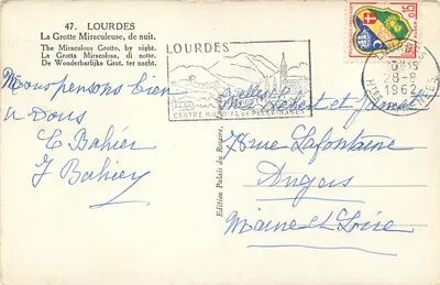De wonderbaarlijke grot 's nachts — Lourdes — Uitgave Lourdes, n°47 — Achterkant