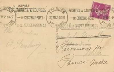 Lourdes — São Miguel e vista geral — Ed. P. Doucet, Lourdes — Verso