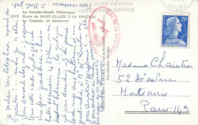 Droga z Saint-Claude do La Faucille — Kaptur Strażnika — Wydawnictwo i Fotografia E. Pronet — Rewers