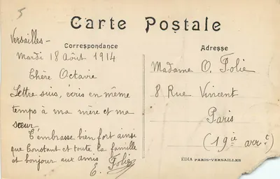 Versalhes - Avenida de Paris — Hotel das Correios, Telégrafo e Telefone — Édia Paris-Versalhes n°123 — Verso