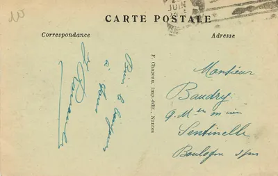 NANTES — Praça da Bolsa — F. Chapeau, imp.-edit., Nantes, n° 33 — Verso