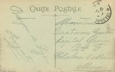 LYON — Palacio de la Bolsa y Plaza de los Cordeliers — Edición Carrier — Depositado — Reverso