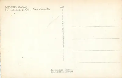 Nevers (Nièvre) — A Catedral de São Ciro — Visão geral — Editor Combiér Macon — Verso
