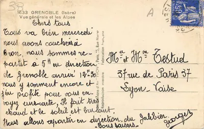 Grenoble (Isère) — Ogólny widok i Alpy — Wydawnictwo Yvon — Rewers