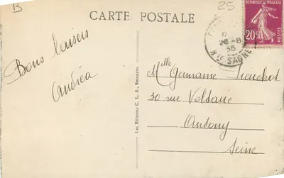 Fronteira França-Suíça — Bassins do Doubs — Éditions C. L. B., Besançon, n° 881 — Verso