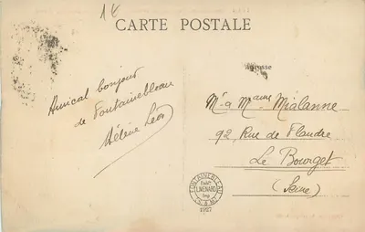 Palais de Fontainebleau — Façade sur la Cour des Adieux — Éditeur L. Menard, n° 1004 — Verso