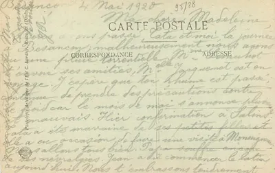 Besançon – Pont Battant, Église de la Madeleine et Quai Veil-Picard — Éditeur Problépyle Artistique de l'Est, n° 198 — Verso