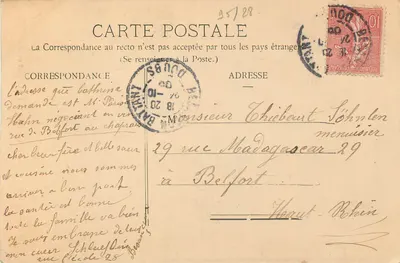 Besançon — Fontaine da Praça Labourée — Editor não identificado, n° 557 — Verso