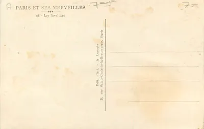 Les Invalides — Paris e suas maravilhas — Édit. d'Art, A Leconte — Verso