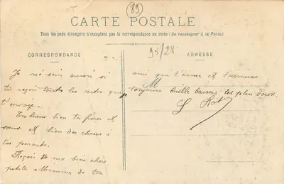 Bilhete postal antigo Tonnerre As Inundações — Verso