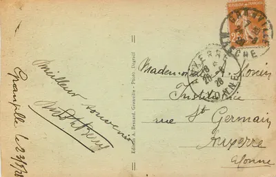 Granville — Entre os Rochos — Edição A. Besnard, Granville — Verso