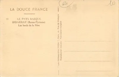 Bidarray (Basses-Pyrénées) — Brzegi rzeki Nive — Wydawnictwo YVON — Rewers