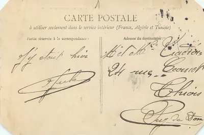 Bilhete postal antigo Langres Cremaillere Train — Verso