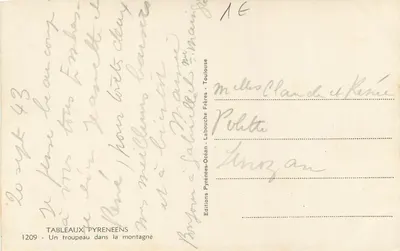 Stado na górze — Wydawca: Labouche Frères, Toulouse, nr 1209 — Rewers