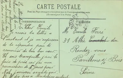 Abbeville — A Estátua do Almirante Courbet — Editor A. Neau — Verso