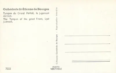 Katedra św. Etienne w Bourges — Tympany Wielkiego Portalu, Ostateczny Sąd — Collection Photo Veritable, nr 7222 — Rewers