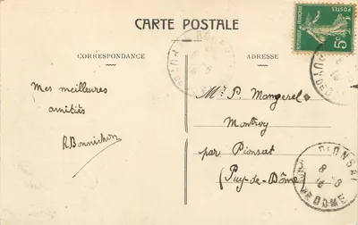 Massif de los Monts-Dore — Los Roccos entre el Puy Ferrand y el Puy Gros — La Auvergne pintoresca — Reverso