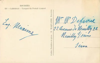 Bourges — Katedra — Tympań portalu głównego — E. Maquaire — Rewers