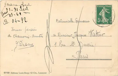 Le Mauvais-Pas et les Charmoz — L.B. 5759 — Éditions Louis Burgy & Cie, Lausanne — Rewers