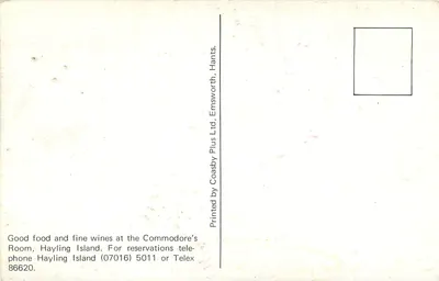 The Commodore's Room — Hayling Island — Printed by Coasby Plus Ltd. — Verso