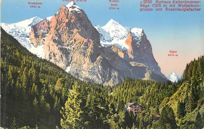 Montanhas dos Alpes suíços — Rosenhorn, Weinhorn, Wetterhorn, Eiger — Editor: Edition Photoglob, Zurique