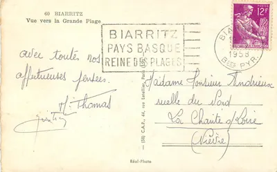 Biarritz — Widok na Dużą Plażę — Réal-Photo — Rewers