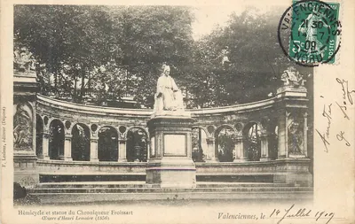 Hemicyclo e estátua do Cronista Froissart — obra de Henri Lemaire (1856) — F. Lesieur, editor (Depositado)