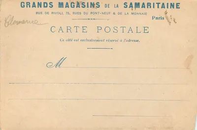 Paris — La Fontaine Carpeaux — Grands Magasins de la Samaritaine — Verso
