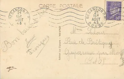 Besançon-les-Bains — Uitzicht genomen vanaf Fort Brégille — Uitgave La Cigogne - Val-d'Ajol — Achterkant