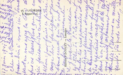 A aparição de Nossa Senhora de Lourdes — Edição P. DOUCET — n°76 — Verso