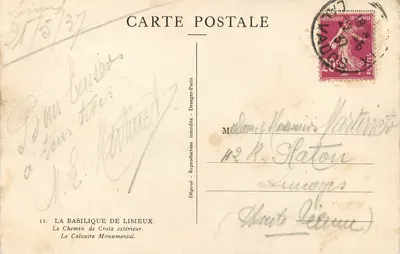 A Basílica de Lisieux — O Calvário Monumental — Editora: Depositado - Reprodução Proibida - Draeger-Paris — Verso