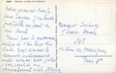 Montreux, Quai i Grammont — Wydawnictwo Léman Léman & Laubscher S.A. nr 5006 — Rewers