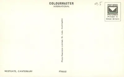 Porta da cidade de Canterbury — vista com o Tolstiff Hotel — editor Colourmaster International — Verso