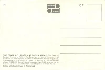 Wieża Londynu i most Tower — John Hinde, F.R.P.S. — Rewers