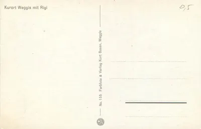 Weggis — vista do lago com a Rigi — Kurort Weggis mit Rigi, No. 155, Verlag & Farbfoto Weggis — Verso