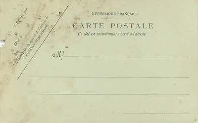 Bilhete postal antigo Valenciennes a estação — Verso