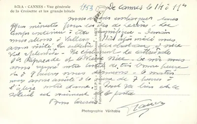 Cannes - Ogólny widok Croisette i wielkich hotełów — Éditions S.E.P.T. n° 8-74A — Rewers