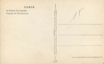 Pałac Louwry — Paryż — Wydawca Estel, nr 217 — Rewers