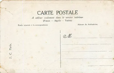 Bilhete postal antigo Molon sobre aparelho bleriot em voo — Verso