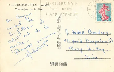 Sion-sur-l'Océan (Vendée) — Contra-luz sobre o Mar — Éditions Gaby — Verso