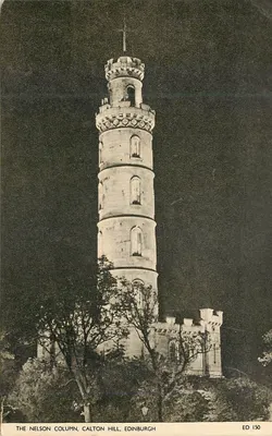 A Coluna de Nelson, Calton Hill, Edimburgo — editor Jarrold & Sons Ltd, série Chromo-Series, n° ED 150
