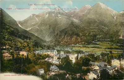 Pierrefitte - Vista aérea da cidade e da vallé - Les Hautes-Pyrénées - Institutype Larouche Frères Toulouse, n°1389