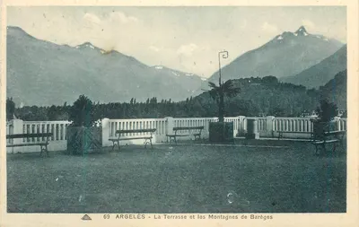 Argelès - A Terrasse e as Montanhas de Barèges — Bilhete postal antigo n°69