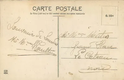Bilhete postal antigo Lourdes A basílica e a montanha do calvário Vaches — Verso